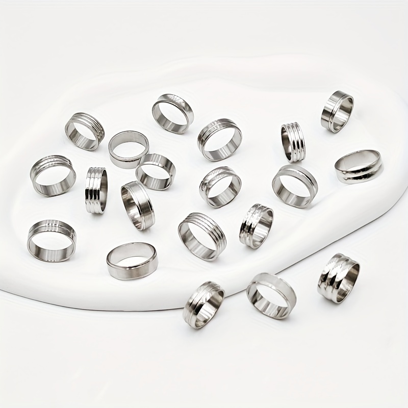 20pcs Yicen Silvery Striped Ring Set Stainless Steel Style Mixed Sizes for Women
